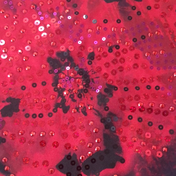 VTG Maggie Barnes Red & Black, Floral & Sequin Decor Blouse Tunic 22/24 WP - Picture 8 of 15